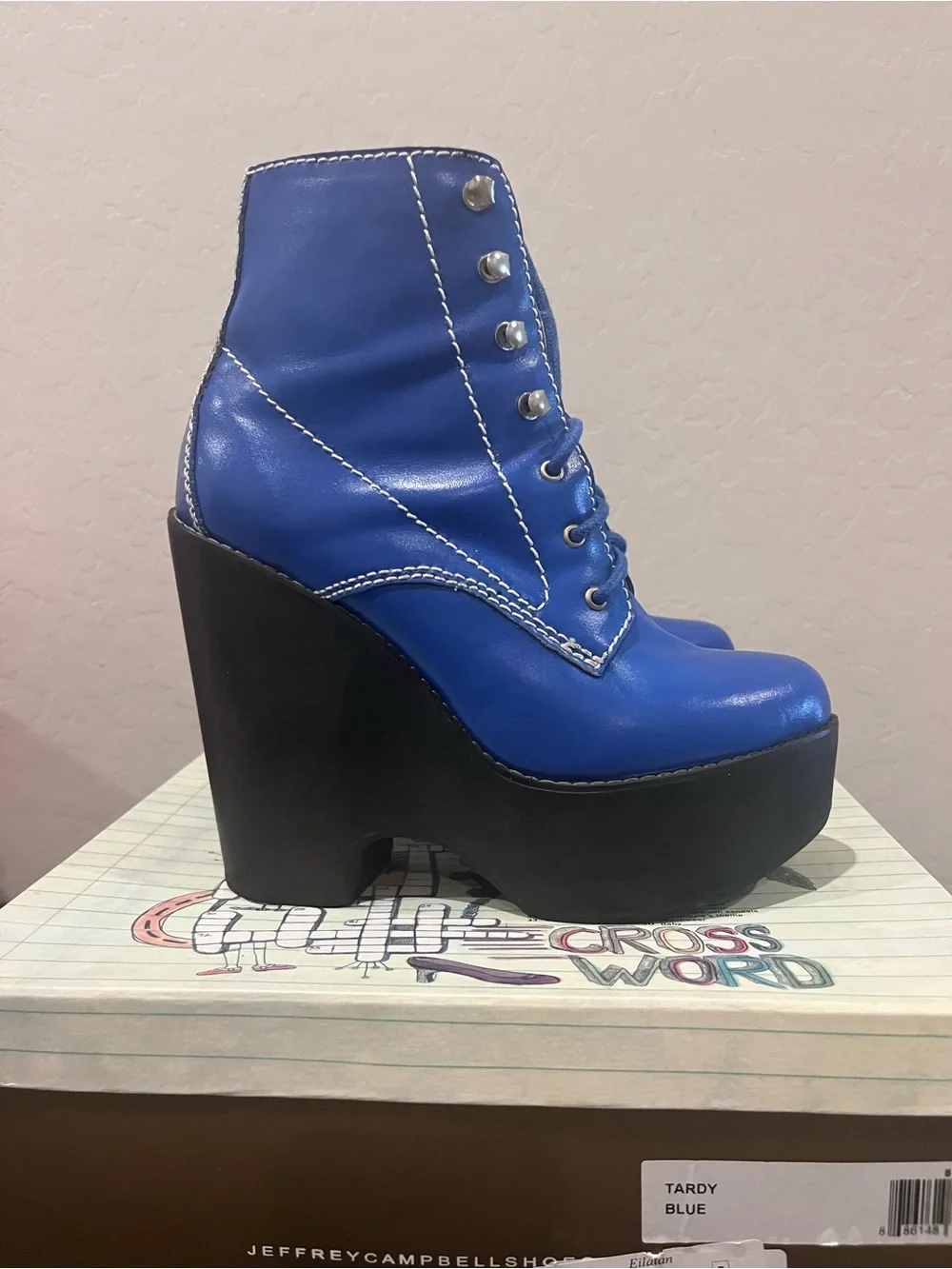 Jeffrey Campbell Tardy Blue Platform Ankle Boot